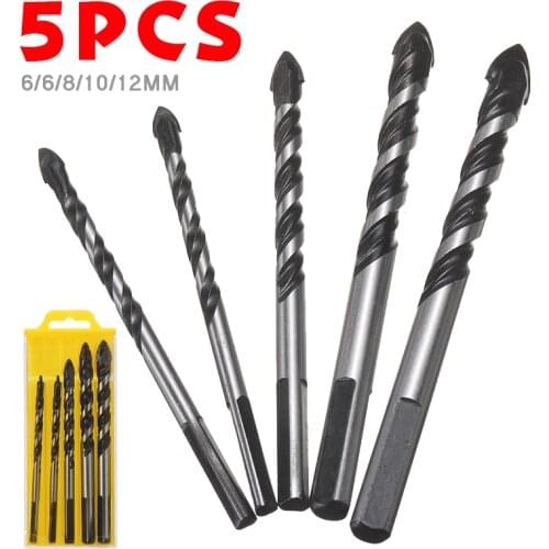 5pcs Spear Head Drill Bit Triangle Drill Bits Diamond Set for Tile Concrete Brick Glass Plastic Wood