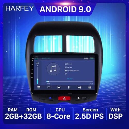Harfey Android 9.0 10.1 inch Car Multimedia Player GPS For 2010 2011 2012-2015 Mitsubishi ASX Peugeot 4008 with WIFI bluetooth