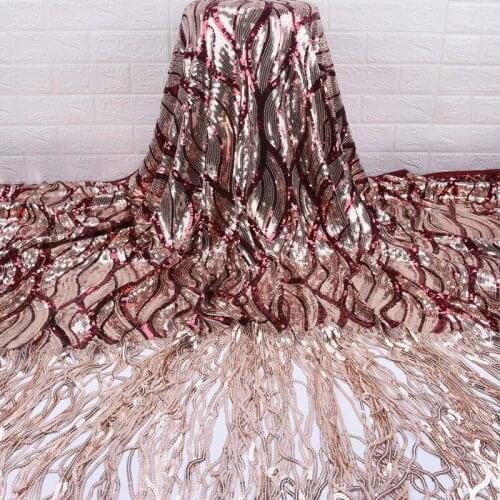 Glitter French African Sequined Lace Fabric High Quality Nigerian Mesh Lace Fabric 5 Yards For Wedding Party Lace Fabric A1759