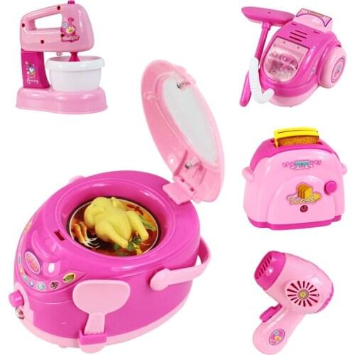 Mini Size Household Appliances Kitchen Toys Children Pretend Play Kitchen Accessories Toy Toaster Cooker Toys for Girls