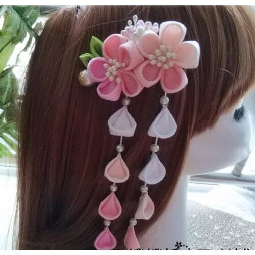 Cosmile New style headdress Tassel stepping Japanese traditional hair accessories Hanfu side clip Gift creative fashion hot C