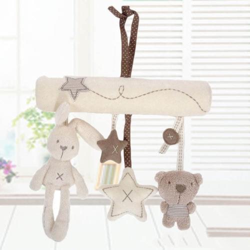 Baby Cartoon Animal Music Play Bed Hanging Bell Infant Stroller Mobile Gift Baby Crib Rattle Toy Soft Cute Rabbit Bear Bell Toy
