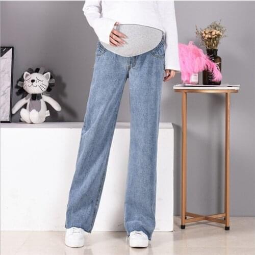 Maternity Jeans High Quality Denim Wide-leg Pants For Pregnant Women Large Size Maternity Jeans Pregnancy Pants New Arrival