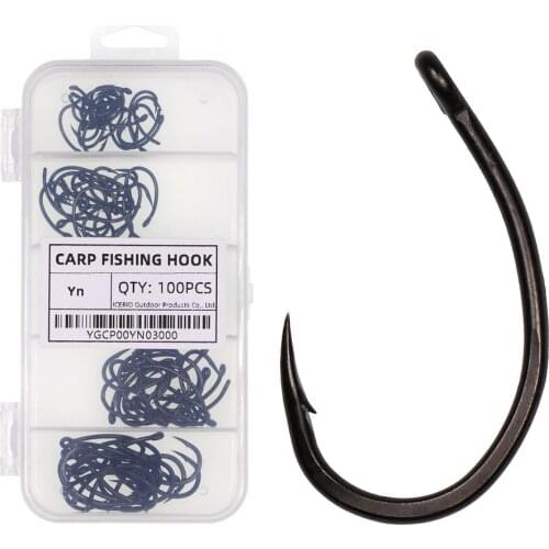ICERIO 100pcs Carp Fishing Hooks Set Carbon Steel Single Circle Fishhook Fly Fishing Jip Barbed Carp Hooks Sea Tackle Accessorie