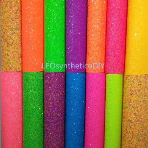 1PC 21X29CM Synthetic Letaher, Cuero Sintetico Neon Chunky Glitter Leather For Making Bows Accessories LEOsyntheticoDIY GM3092A