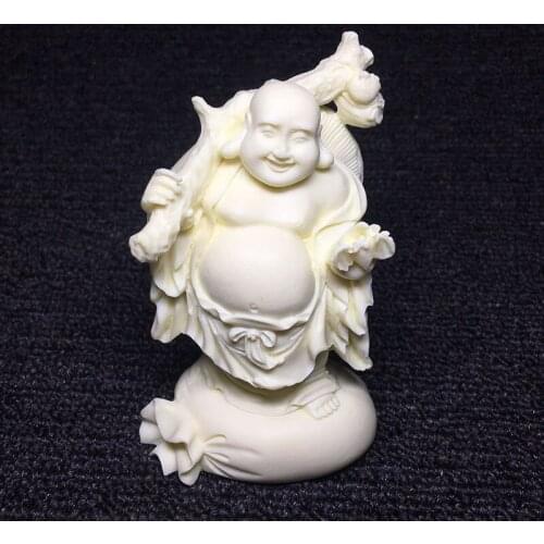 Chinese Lucky Maitreya Buddha Statue White hand-carved crafts Home decor feng shui figurines Cute little buddha
