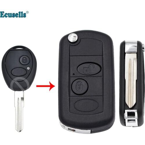 Modified Flip 2 Buttons Remote Key Shell Case Fob for Land Rover Discovery 1999-2004 Uncut Key