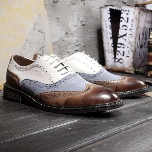 Retro Leisure Shoes Genuine leather Brogue Men Shoes Formal Busines Shoe