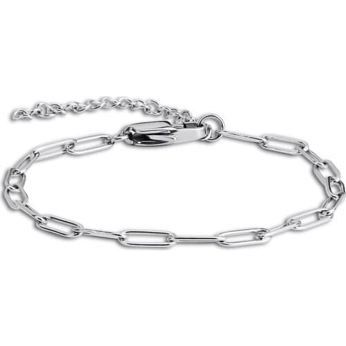 MYLONGINGCHARM 10pcs Rectangle Shape Bracelet Chain gold Stainless steel Chain 4x10mm Paparclip Chains