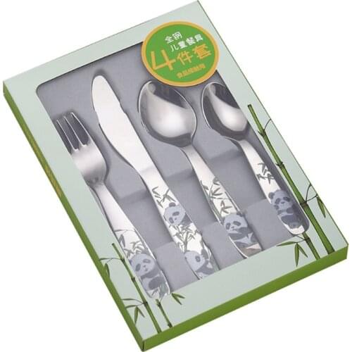 4pcs/set Baby Teaspoon Spoon Food Feeding Fork Knife Utensils Set Stainless Steel Kids Learning Eating Habit Children Tableware