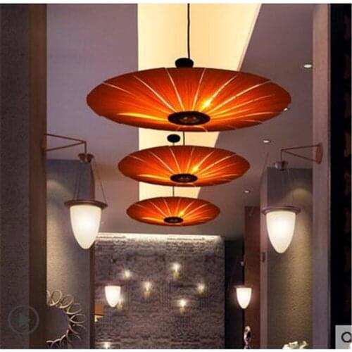 South East Asia new Chinese living room wooden Pendant Lights Restaurant Hotel staircase creative personality Japanese lamp