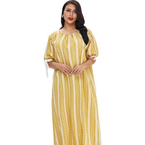 2021 New Muslim Casual Plaid Dress Pajamas Spring Dress Arabian Bath Robe Large Casual Middle East Islamic Clothing Hijab Rop XL