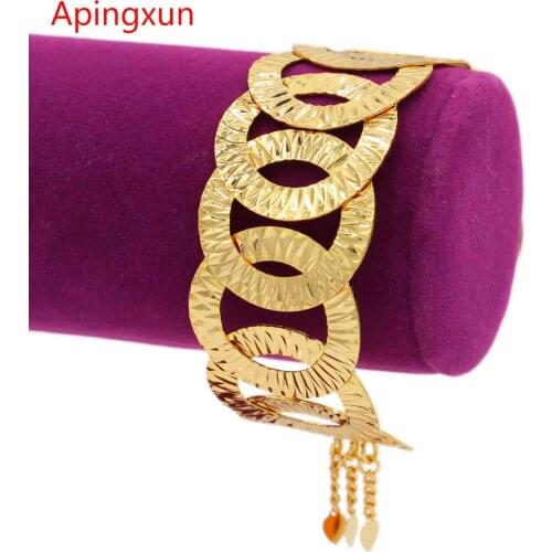 PINXUN New Cuff Bracelet for Women Gold Color Wedding Jewellery African Middle East Arab Dubai Bangles MOM GiftS