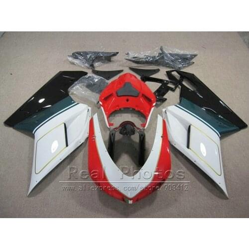ABS fairings for Ducati 848 1098 1198 07 08 09 10 11 white red black fairing kit 848s 1098s 2007 2008 2009 2010 2011 YY23