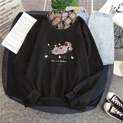 Wei clothes New women early autumn long-sleeved loose imitation two-piece set thin top plus velvet