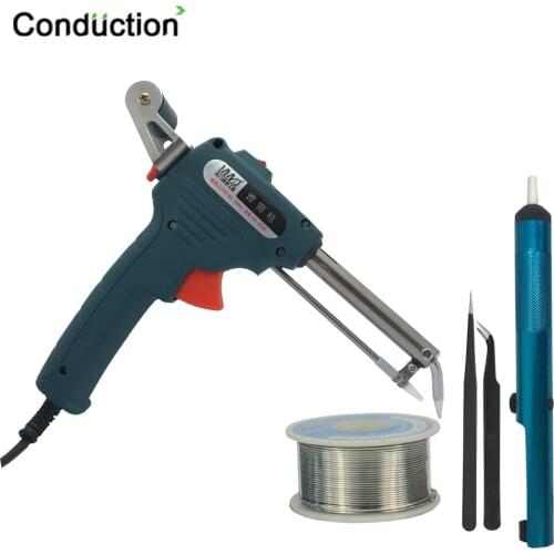 110V/220V 60W Tin Soldering Iron Pump Welding Tool Handheld Electric Soldering Iron EU/US /UK Plug Automatic Send Tin Gun set