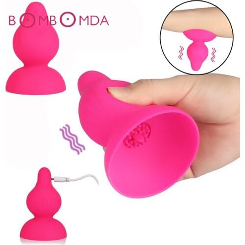 Rechargeable Nipple Massage Vibrator Nipple Clamps Sucker Breast Enlarger Massager 7 Frequency Vibrator Adult Sex Toys For Women