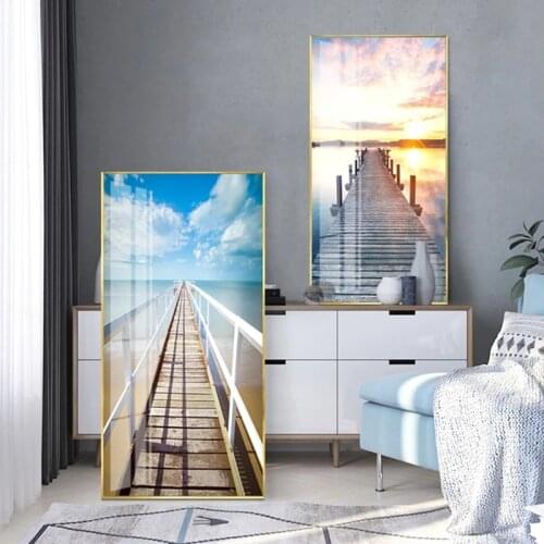Bridge Posters Sea Canvas Painting Wall Art for Living Room Landscape Sky Clouds Pictures Modern Home Decor Bird Nordic Prints