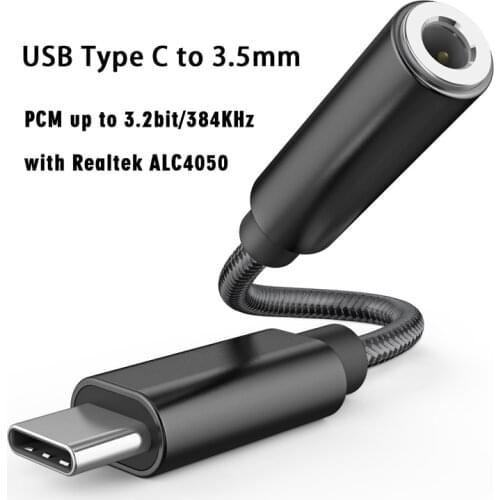 Realtek ALC4050 PCM 32bit/384K Digital Audio Converter DAC USB Type C To 3.5mm Headset Jack Aux Adapter Decoder OFC Pure Copper