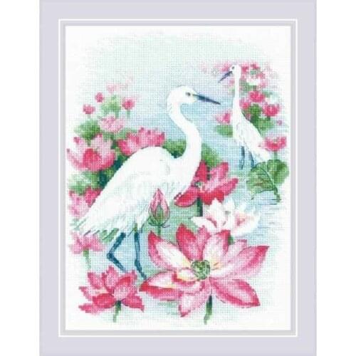 Riolis 1868 Heron in the lotus 27-33 Counted Cross Stitch 11CT 14CT 18CT Cross Stitch Kits Embroidery Needlework Sets