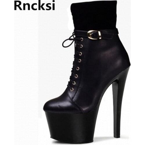 Rncksi New Sexy Women Boots 17cm Party Dress High Heels Shoes Night Club Pole Dancing Boots High Ankle Boots Shoes