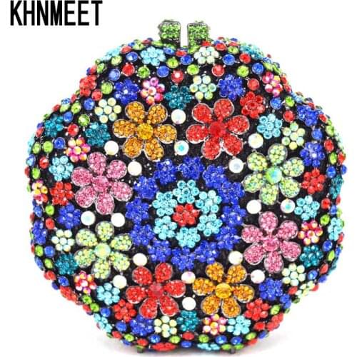 Luxury Crystal Clutch bags Ball Shape Party Purse Ladies Purse Pochette Soiree Wedding Bridal Accessories Handbags SC256