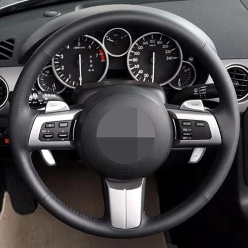 DIY Black Artificial Leather Car Steering Wheel Cover For Mazda MX-5 Miata 2009-2013 RX-8 2009-2013 CX-7 2007 2008 2009