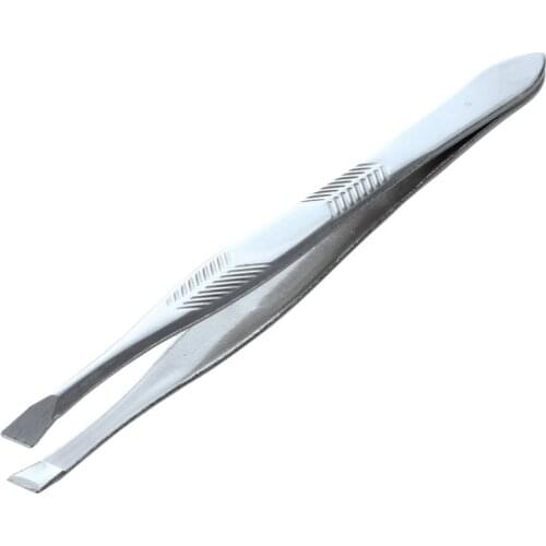 Silver Tone Stainless Steel 3.5" Length Tweezer for Eyebrow