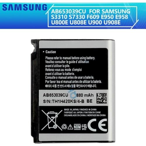 SAMSUNG Original Battery AB653039CA AB653039CC AB653039CE AB653039CU For Samsung S3310 U900 E950 F609 E958 U908E U808E 880mAh
