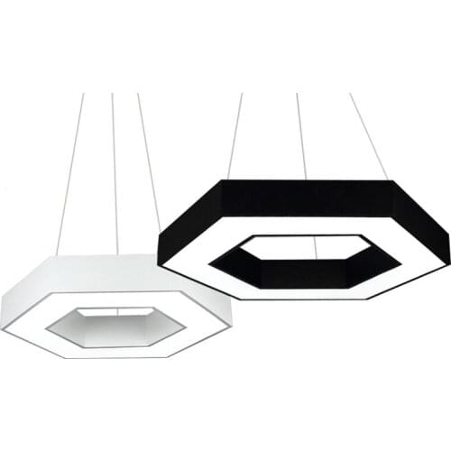 Modern Minimalist Personality Acrylic Hanging Lamp 48W LED Black White Creative Geometry Pendant Lights For Bar Restaurant PL625