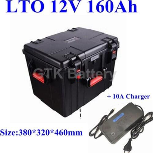 Waterproof LTO 12V 160AH Lithium Titanate Battery Pack For Boat Motor Marine Solar pannel Electric Car Campervan EV +10A charger