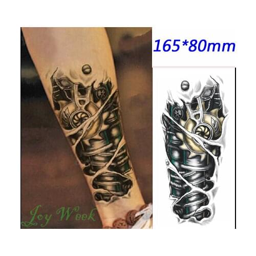Waterproof Temporary Tattoo Sticker on body 3D robot arm tatto stickers flash tatoo fake tattoos for men