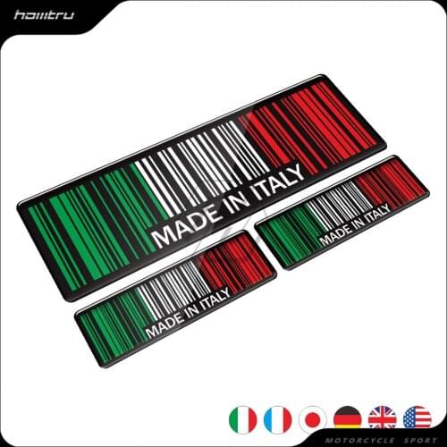 High Quality 3D Bar Code Sticker Made In Italy Motorcycle Tank Pad Decal Case for Honda Yamaha Suzuki Kawasaki Vespa Decal