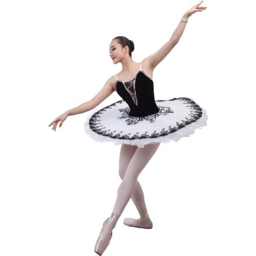 Adult/Child Classical Pancake Ballet Tutu,Ballerina Black Swan Costume,Girls Stage Performance/Concert Competition Dancewear