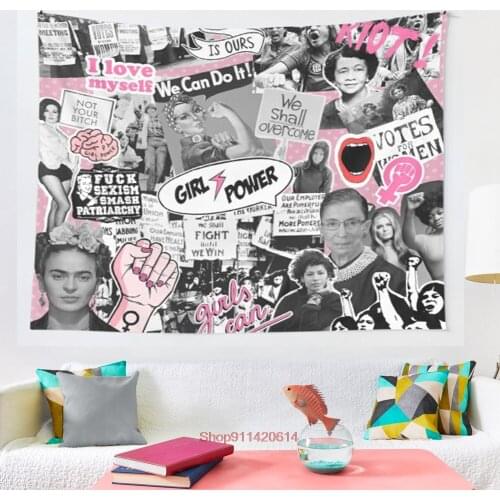 Feminism collage tapestry Coverlet Curtain Blanket Bedding Sheet Towel Throw Window Curtain Tapestries