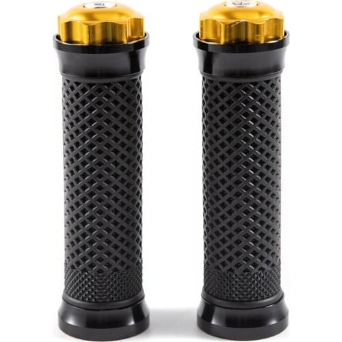 1 Pair 7/8" 22mm Universal CNC Aluminum+Rubber Motorcycle Handle Hand Grips Gold for YAMAHA TMAX 530 2012-2016 500 2008-2011