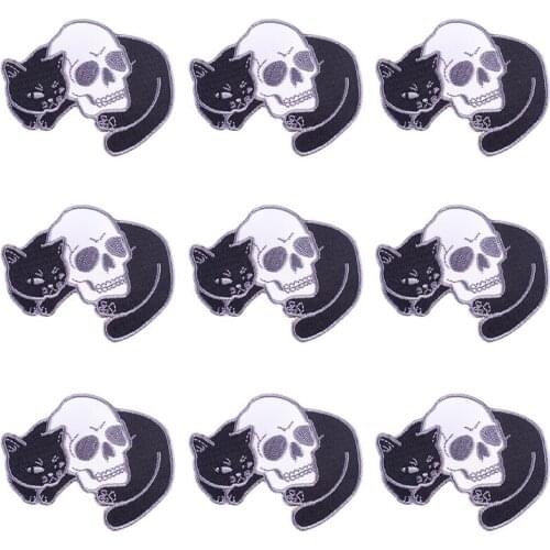 Pulaqi 10PCS Skull Punk Patch Animal Wholesale Patches Iron On Patches For Clothing Stripe Wholesale Dropship Custom Patch