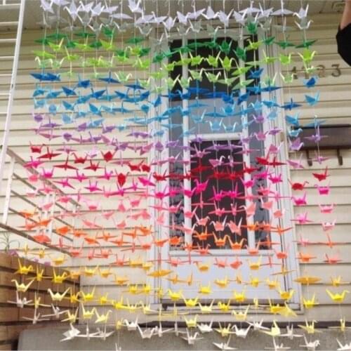 1000pcs Paper Origami Cranes On String- Party Backdrop- Origami Cranes mixed colors Wedding Backdrop stage decoration