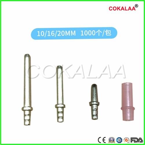 1000 pcs Dental Lab alloy Single Pins Conjunction Nail With Sleeves Tool gypsum metal Nail Sets 10# 16# 20