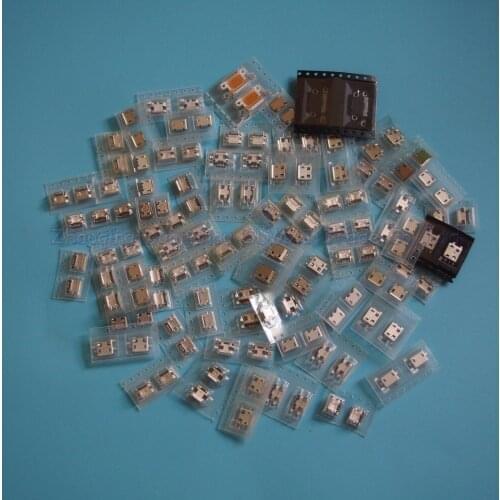 125pcs 62models, Micro USB Jack Connector Tail Charging socket for ZTE Lenovo Huawei Samsung Iphone Mobile Phone Tablet