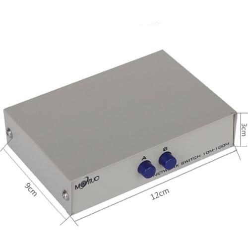 2Port A B Manual Network Sharing Switch Box 2In1 1In2 RJ45 Ethernet Switcher