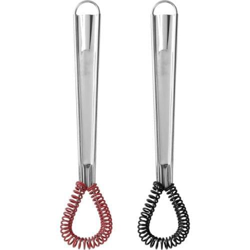 2Pc Egg Whisks Mini Stirrer Blender Stainless Steel Silicone Coil Beater Handheld Milk Frother Kitchen Tools Coffee Creamy Mixer