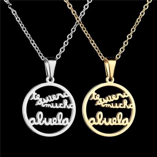 ICAM 2018 Fashion Stainless Steel Grandmother Pendant Necklace Love Grandma Statement Necklace For Family Gif
