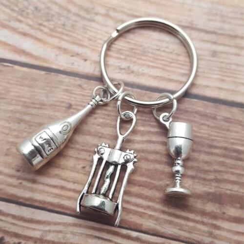 2021 Europe and America Wine Wine Wine Bottle Opener Wine Glass Keychain Nightclub Party Keychain