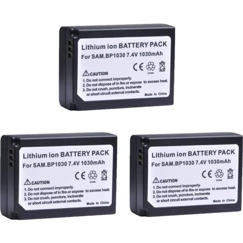 3pc 1030mAH BP-1030 BP 1030 BP-1130 Rechargeable Camera Battery For Samsung NX200 NX210 NX300 NX500 NX1000 NX1100 NX2000 NX-300M