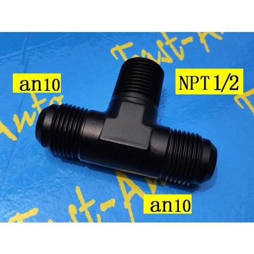 3 way 7/8-14unf thread AN10 10AN to 1/2"NPT Flare Tee On Branch Aluminum Fitting Adapter