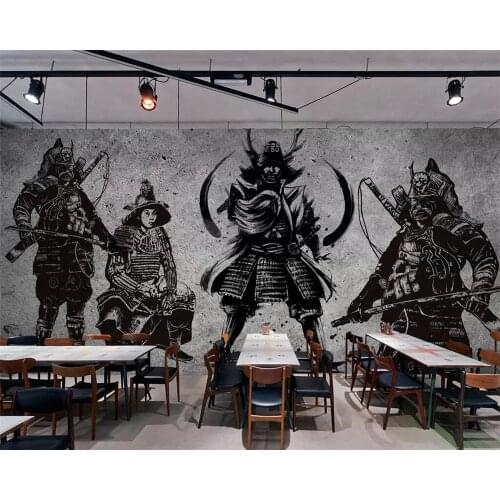 Mural 3D Wallpaper vintage hand-painted Japanese Samurai cement wall Japanese restaurant mural tooling wall murals wallpaper3D