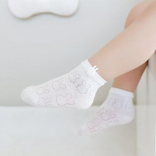 4Pcs Baby Socks Newborn Kid Boys Girls Accessories Hollow Out Animal Print Mesh Thin Socks Stretch Cotton Sock