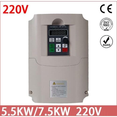 5.5KW 7.5KW Frequency Inverter 1 Phase Input 220V Three Phase Output Frequency Converter For CNC Motor pump