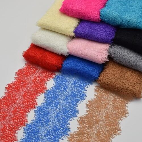 5pcs 3.5'' wide 59'' length Floral Lace Trim Scalloped Edge Eyelash Mesh Trimming for dress 11colors